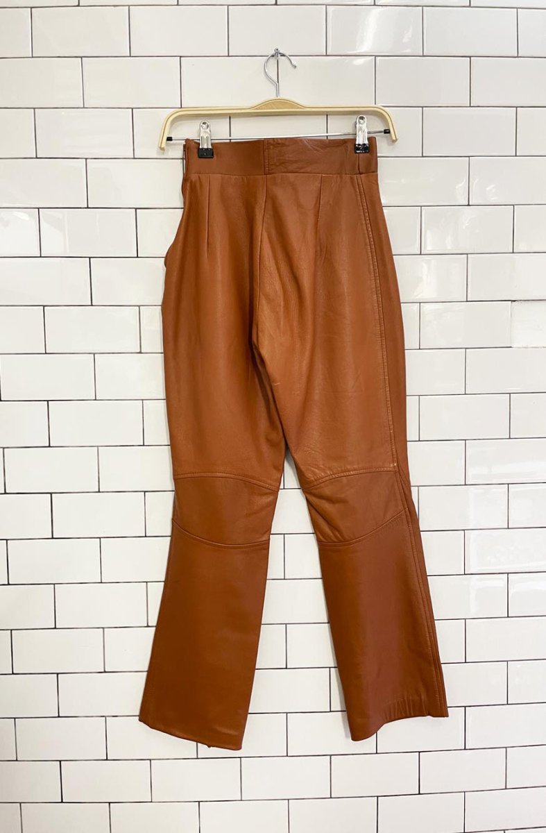 vintage high rise butter leather cognac pants - good market thrift store