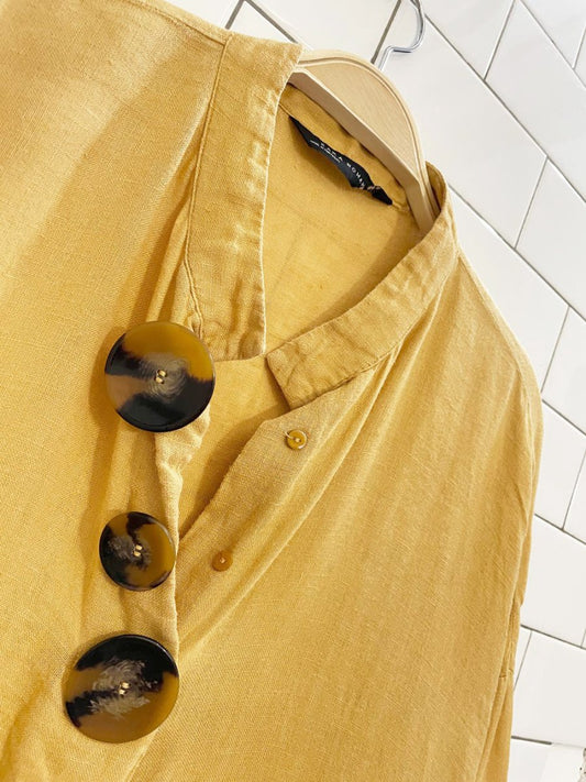 zara 100% linen big button pullover shirt - good market thrift store