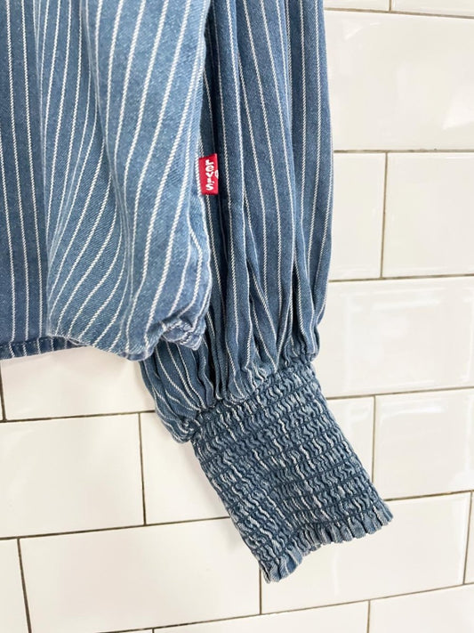 levis balloon sleeve denim conductors blouse - good market thrift store