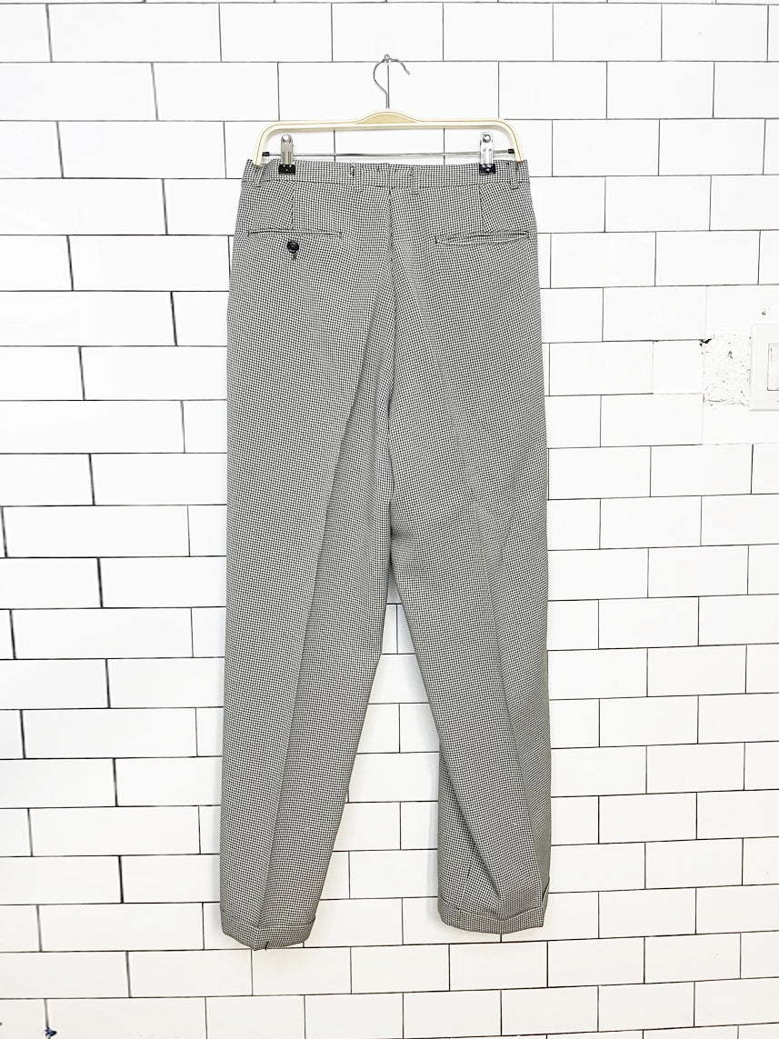 vintage pleated houndstooth cuffed trousers