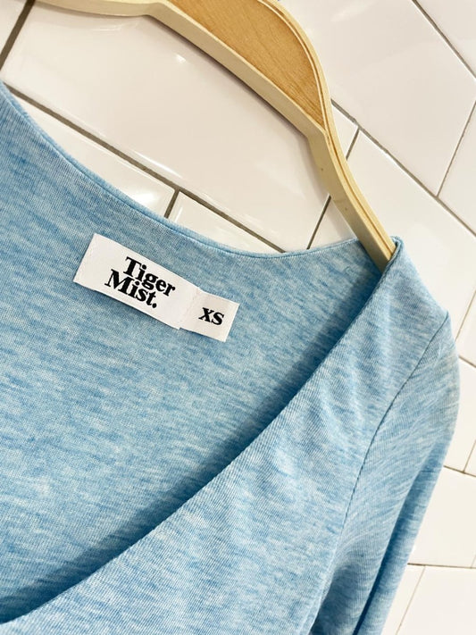 tiger mist v - neck long sleeve crop top - good market thrift store