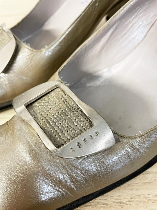 y2k sofia patent pearl leather buckle square toe heels | made in Italy - good market thrift store