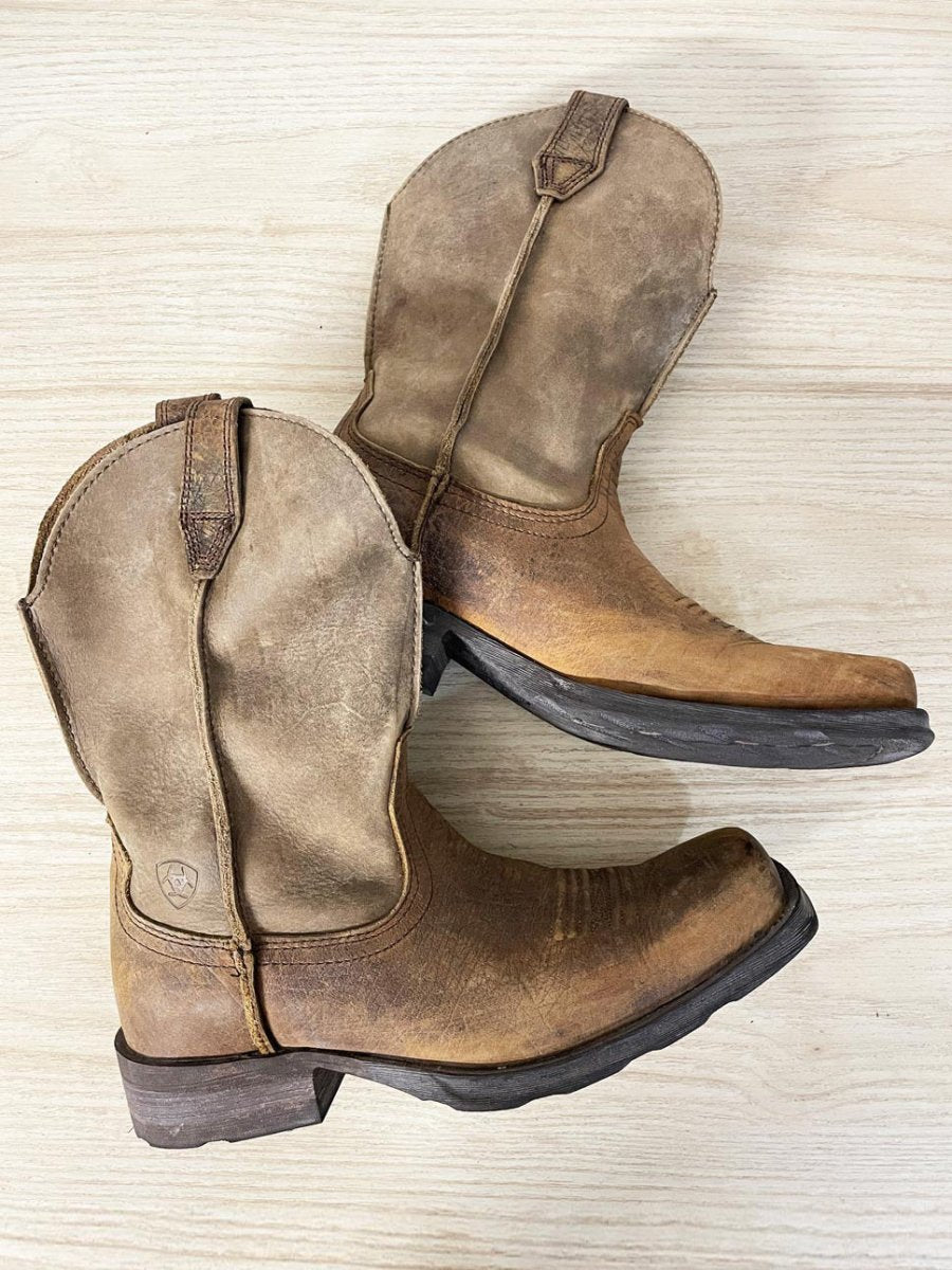 ariat rambler western leather cowboy boot - good market thrift store