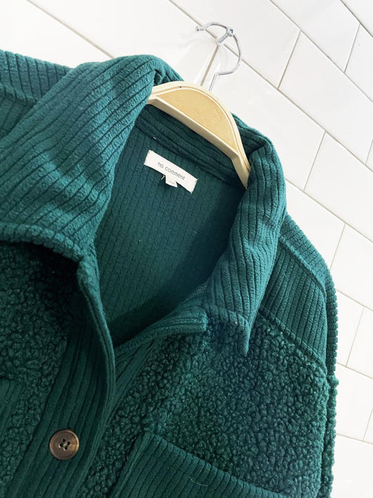 no comment sherpa fleece shirt jacket - good market thrift store