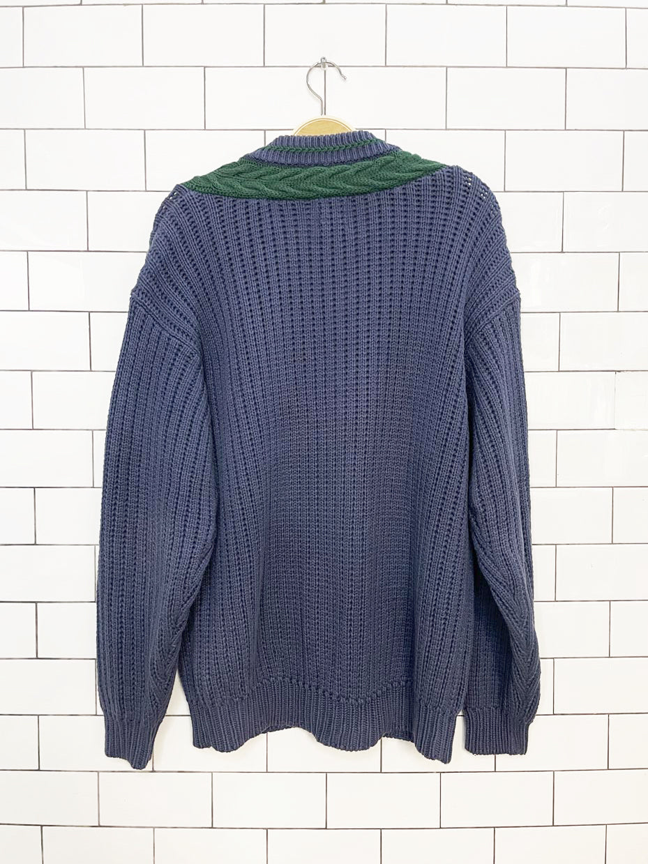 vintage 90s gap heavyweight knit v-neck cricket sweater