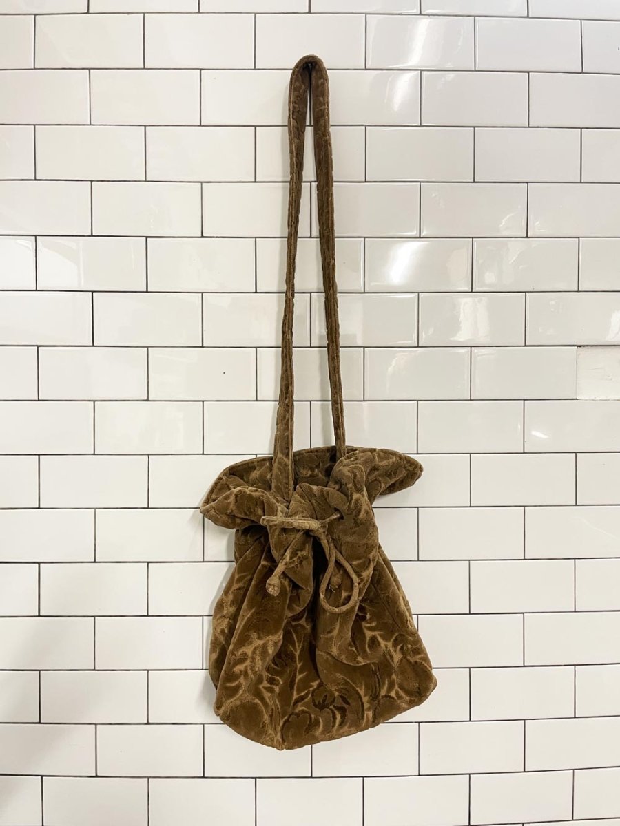 vintage 90s mena new york velour brocade bucket bag - good market thrift store