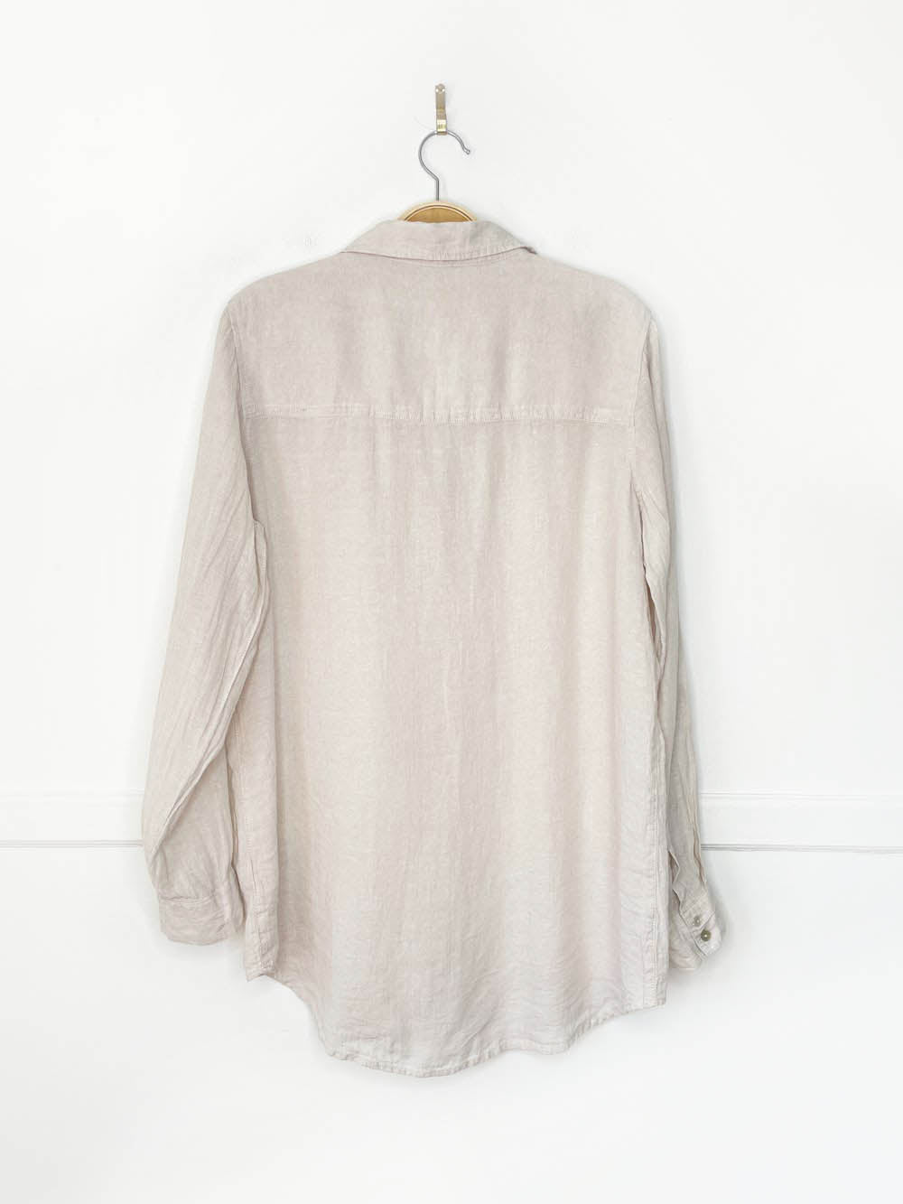 sigrid olsen 100% linen relaxed full button shirt