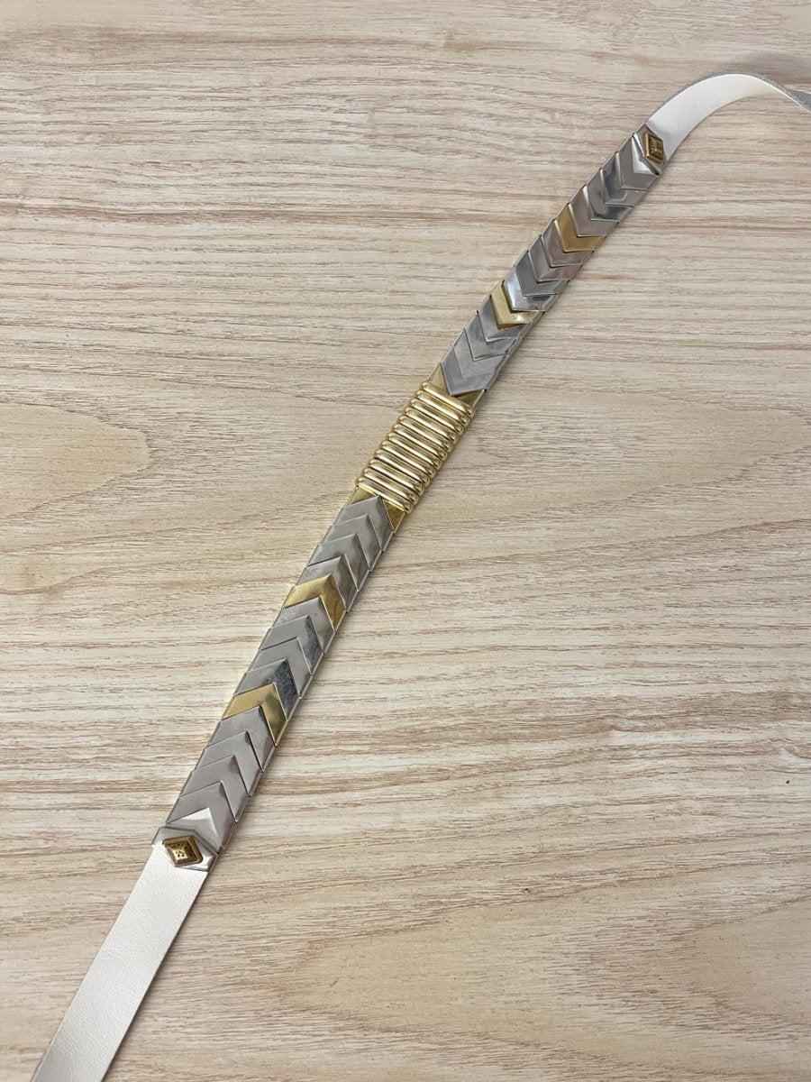 vintage metal chevron leather belt - good market thrift store