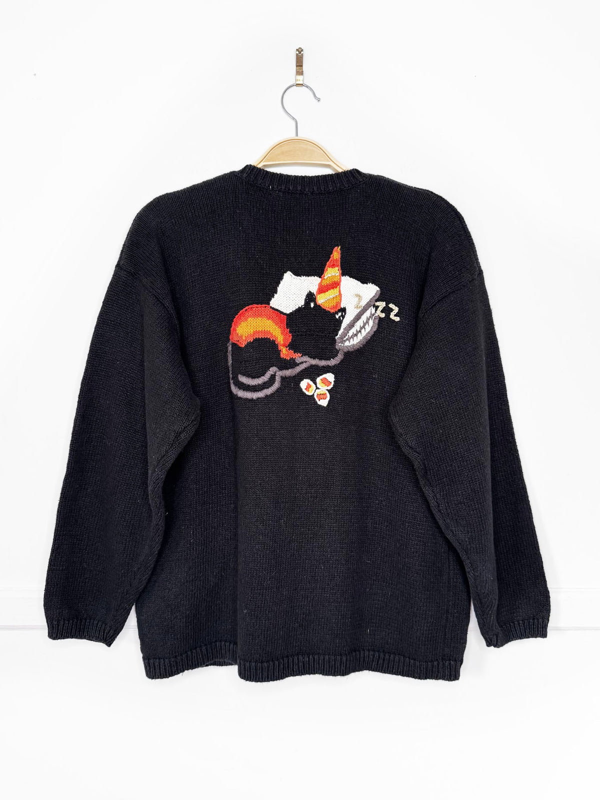 vintage lauren hansen & co ramie-blend monster bash knit cardigan | halloween