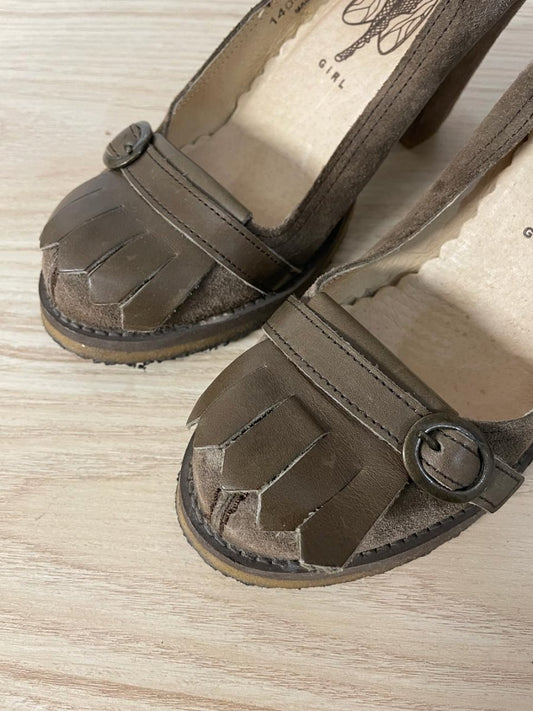 fly girl london tassel leather heeled loafer - good market thrift store