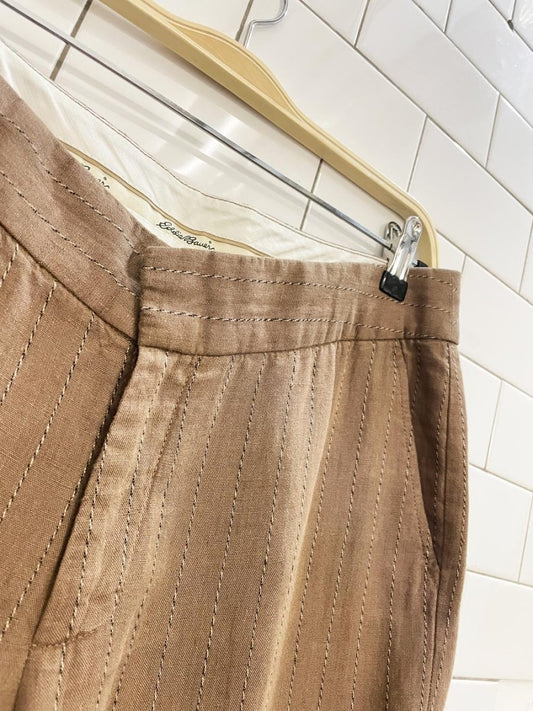 y2k eddie bauer linen - blend pin stripe capri pant - good market thrift store
