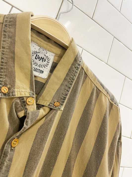 vintage 90s uomo collection big stripe neutrals shirt - good market thrift store