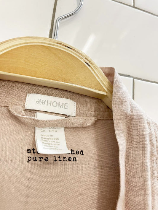 h&m home stone washed 100% linen robe with velvet tie - good market thrift store