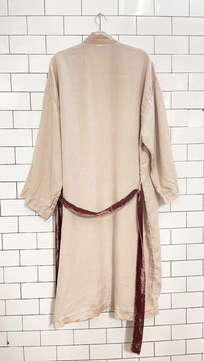 h&m home stone washed 100% linen robe with velvet tie - good market thrift store