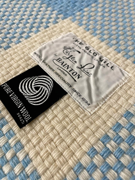 vintage the old mill pure wool woven check blanket - good market thrift store