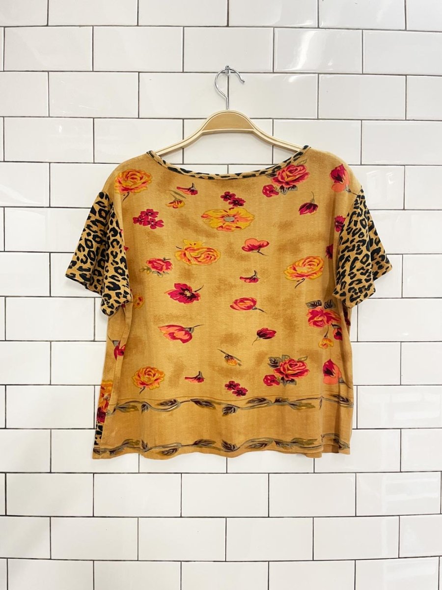 y2k nikky animal print beaded floral tee - good market thrift store