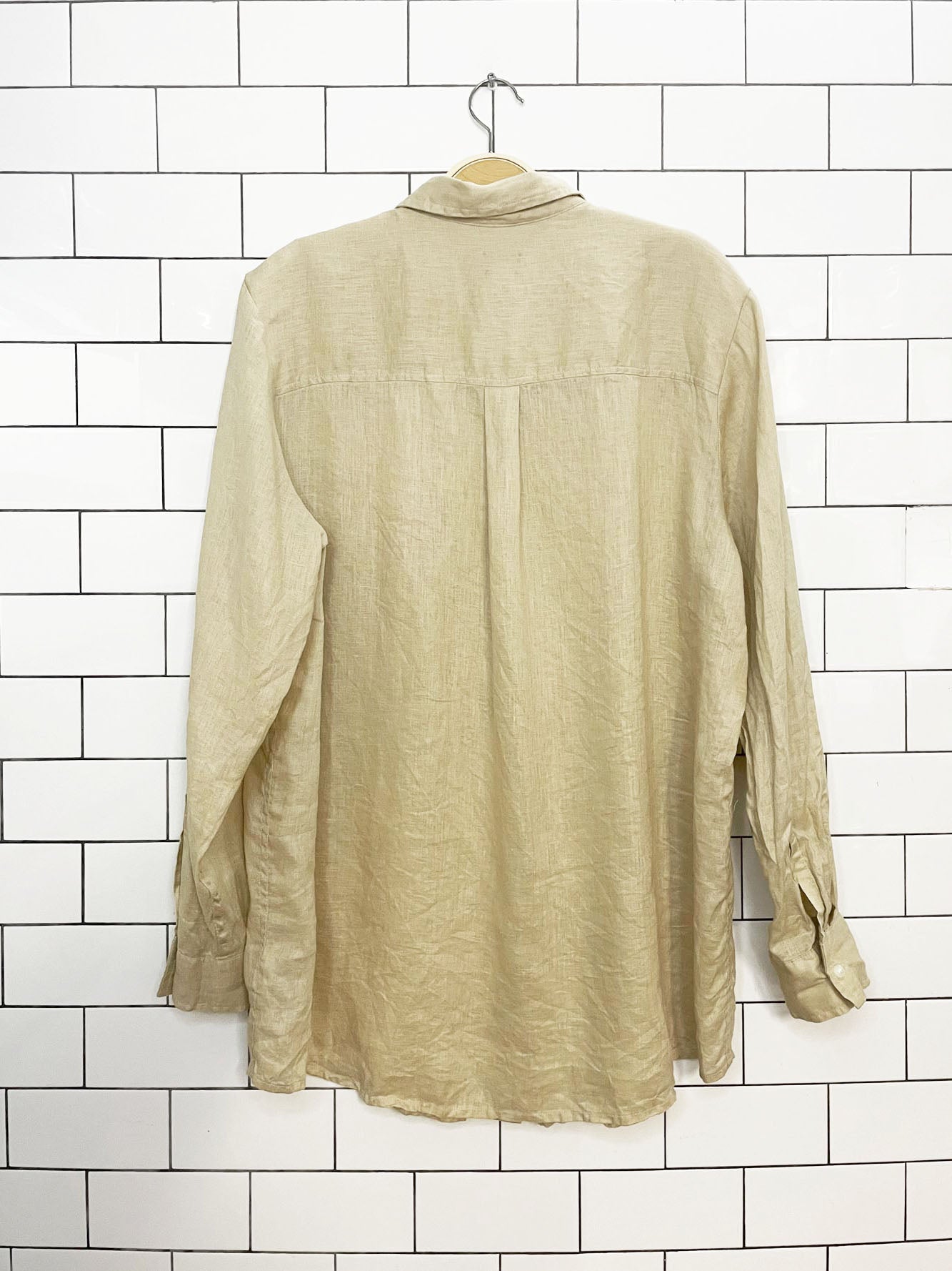 gap 100% linen boyfriend fit full button shirt