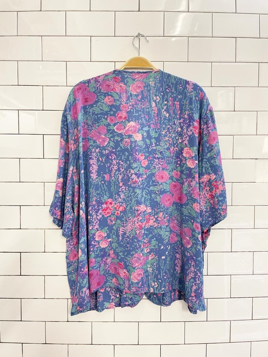 vintage 90s monet floral tie collar blouse - good market thrift store