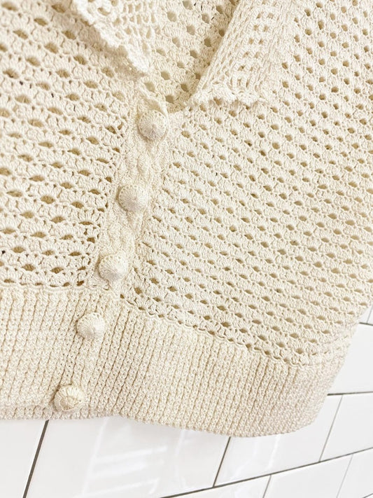 vintage 60s crochet knit collared crop top - good market thrift store