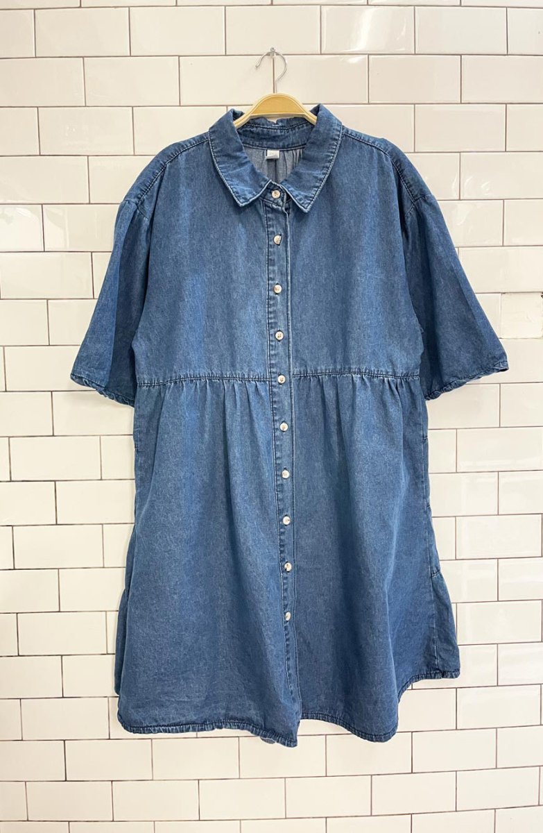 jnc tiered denim shirt dress - good market thrift store