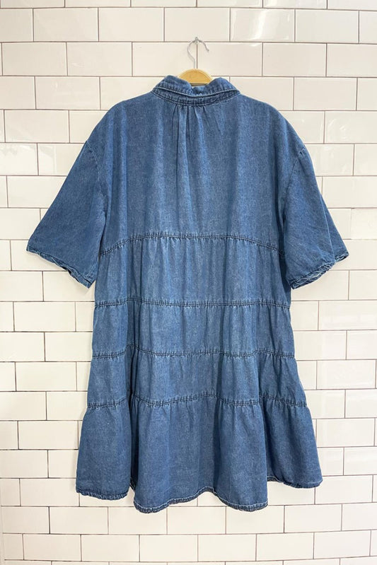 jnc tiered denim shirt dress - good market thrift store