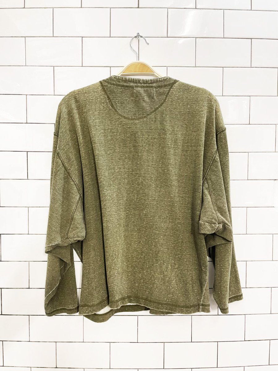 vintage 90s grunge batwing 1/2 button henley - good market thrift store