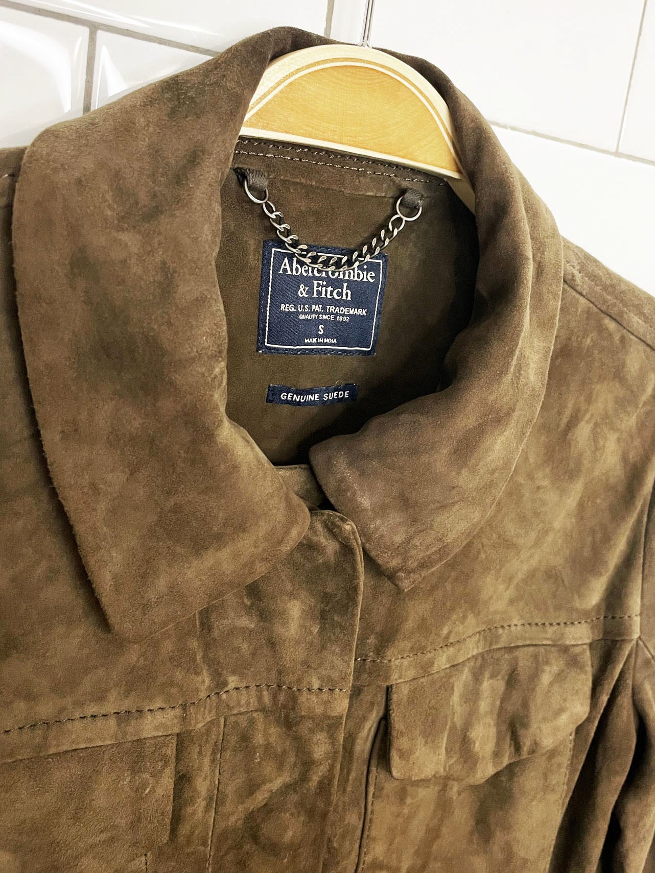abercrombie & fitch lamb suede full button jacket | made in India