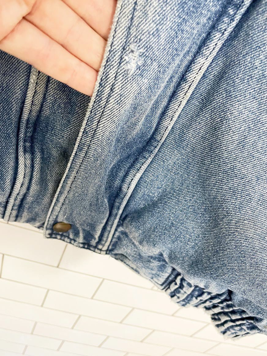 vintage 90s GAIN quilted puffer denim bomber jacket - good market thrift store