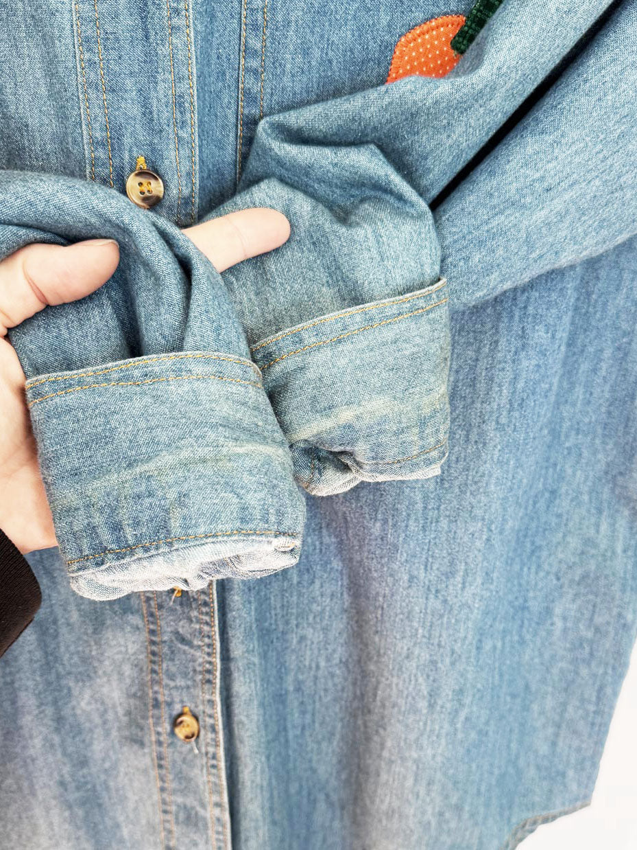 vintage PTNY country scarecrow denim full button shirt | halloween