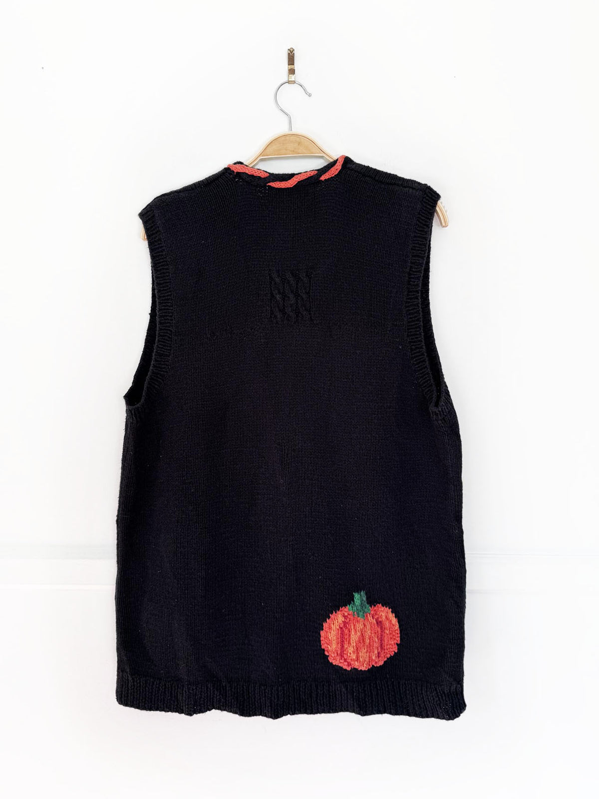 vintage marisa christina hand-knit ramie-blend pumpkin patch knit vest | halloween