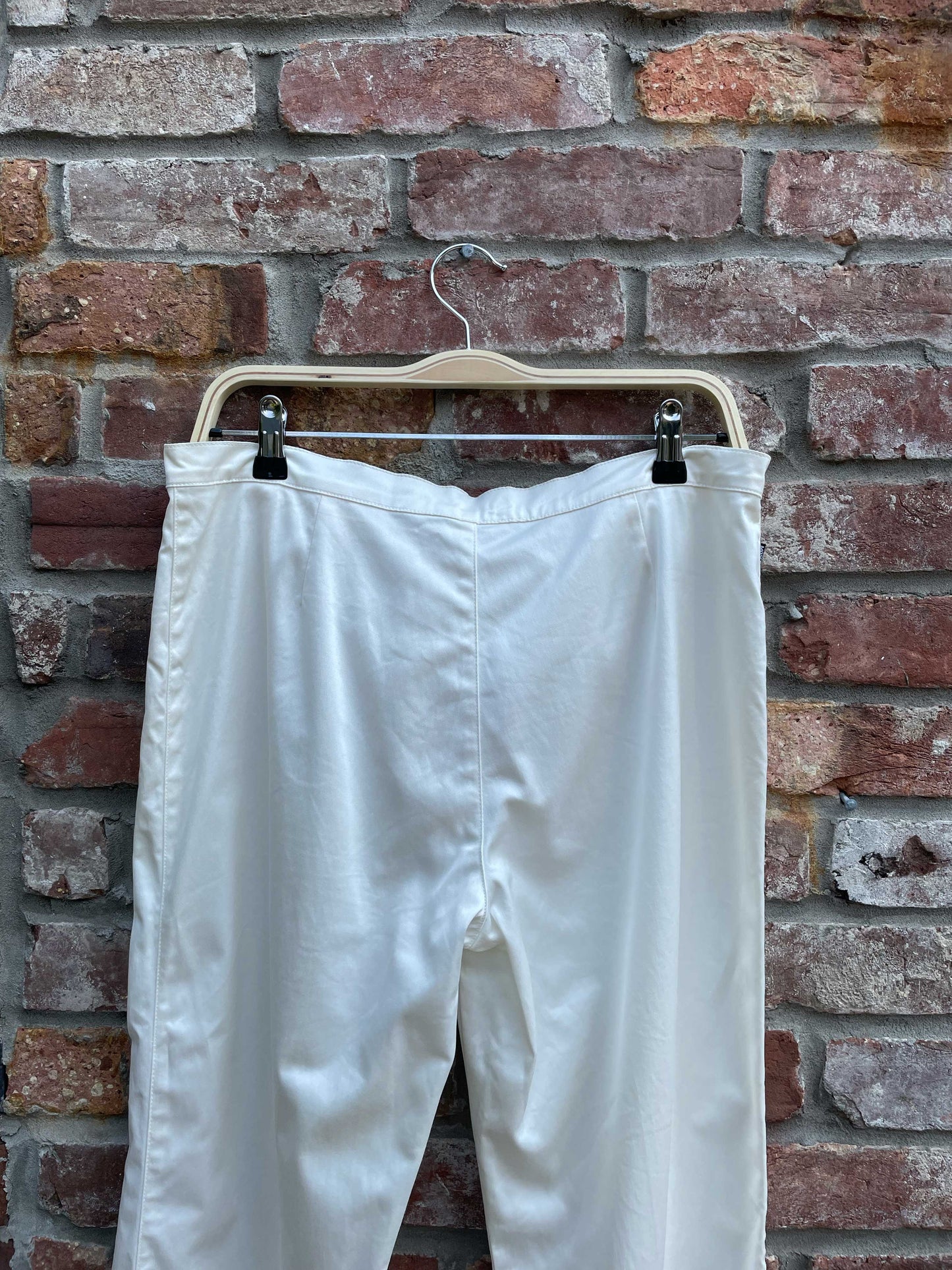 moschino white satin straight leg trouser