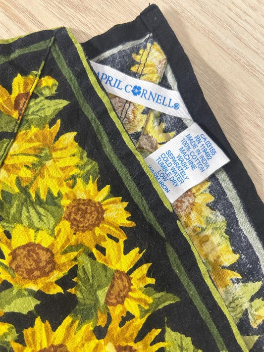 april cornell sunflower black tablecloth - good market thrift store