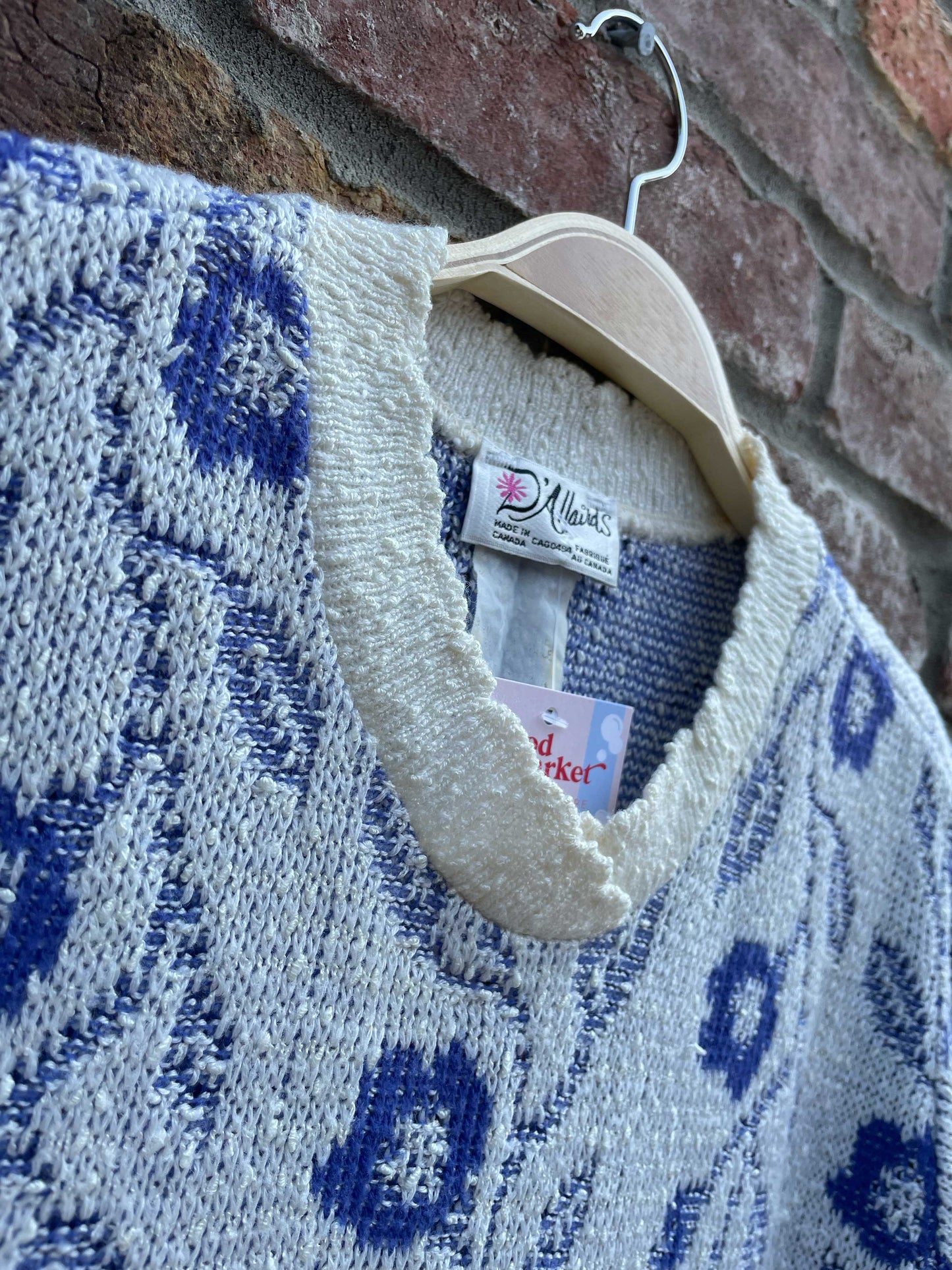vintage d'allairds floral ss knit top