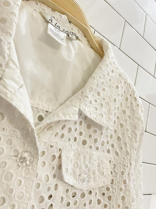 vintage 00s a la carte embroidered eyelet summer jacket - good market thrift store