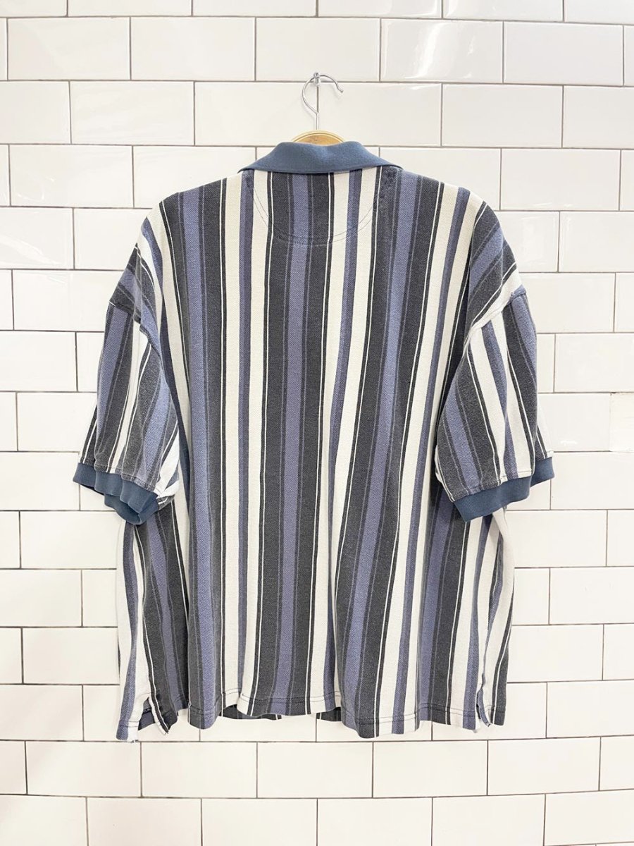 vintage 90s tt&co chunky stripe pique polo | short length - good market thrift store