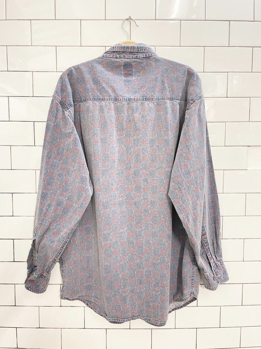 vintage 90s tt&co all - over western print shirt | made in kuwait - good market thrift store