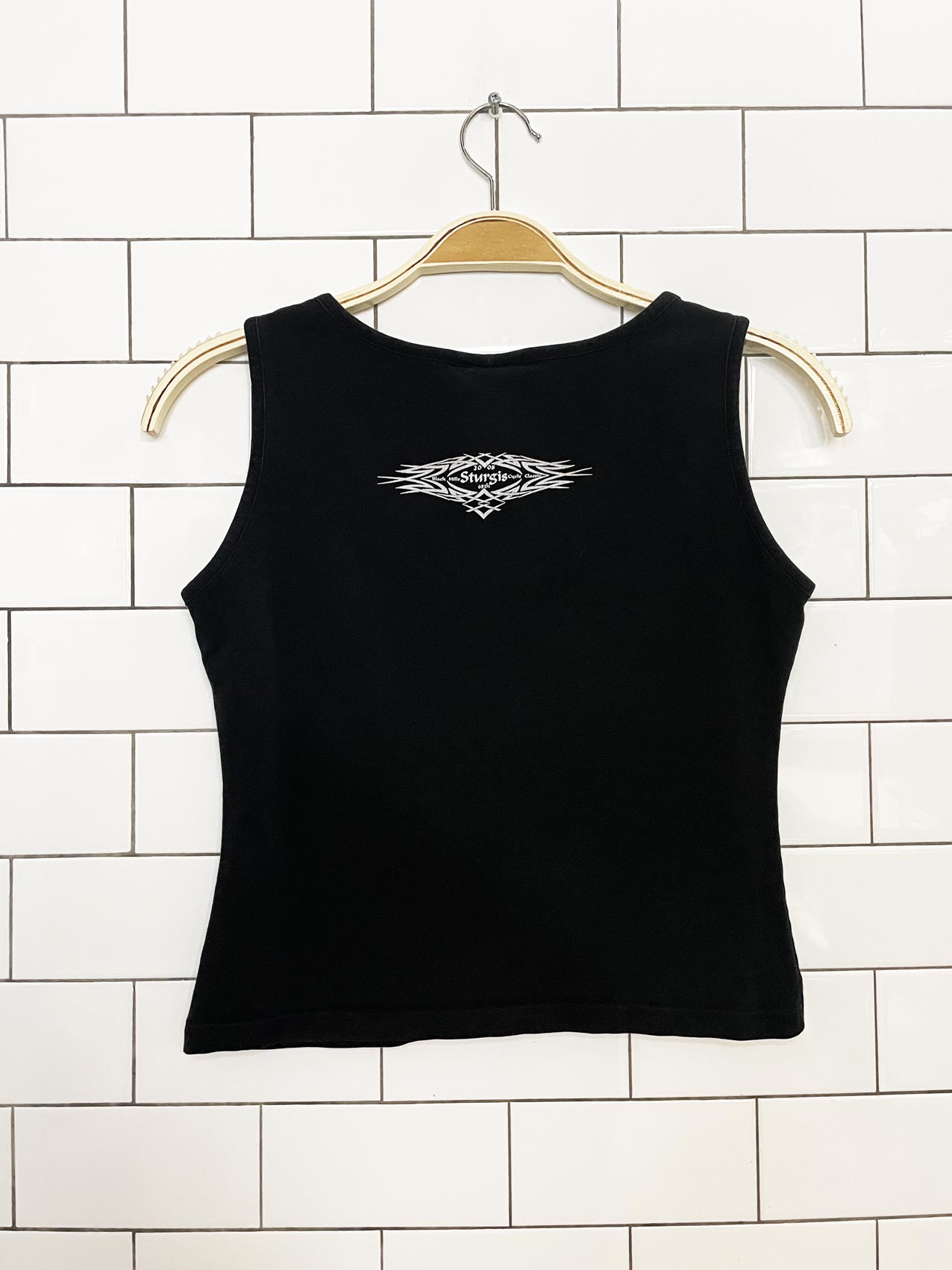 y2k sturgis bike week lace up stretchy crop tank top | v twin motorcyle apparel