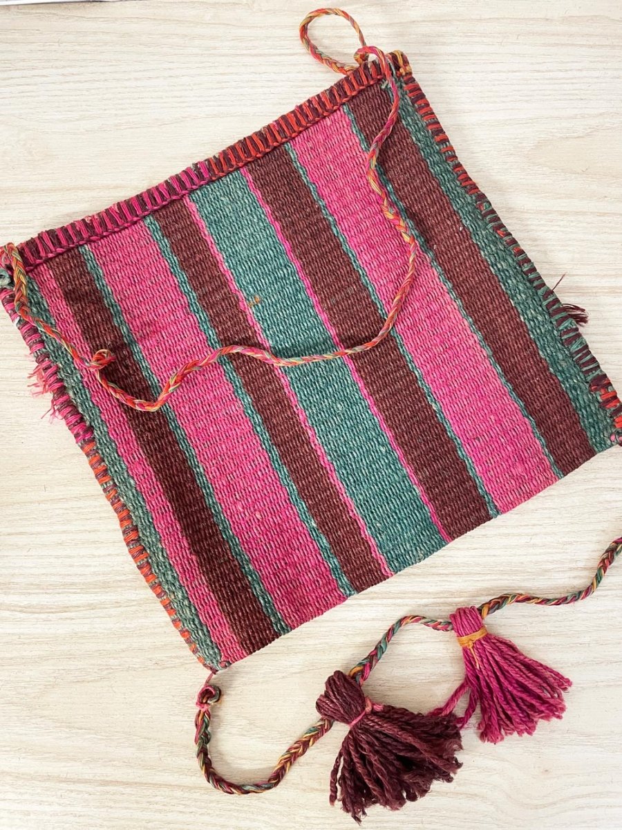 vintage boho woven wool tassel bag - good market thrift store