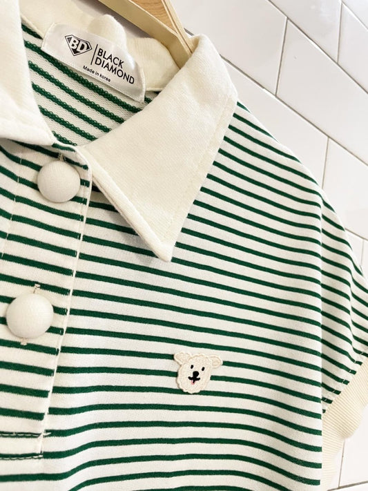 black diamond korea poodle stripe polo - good market thrift store