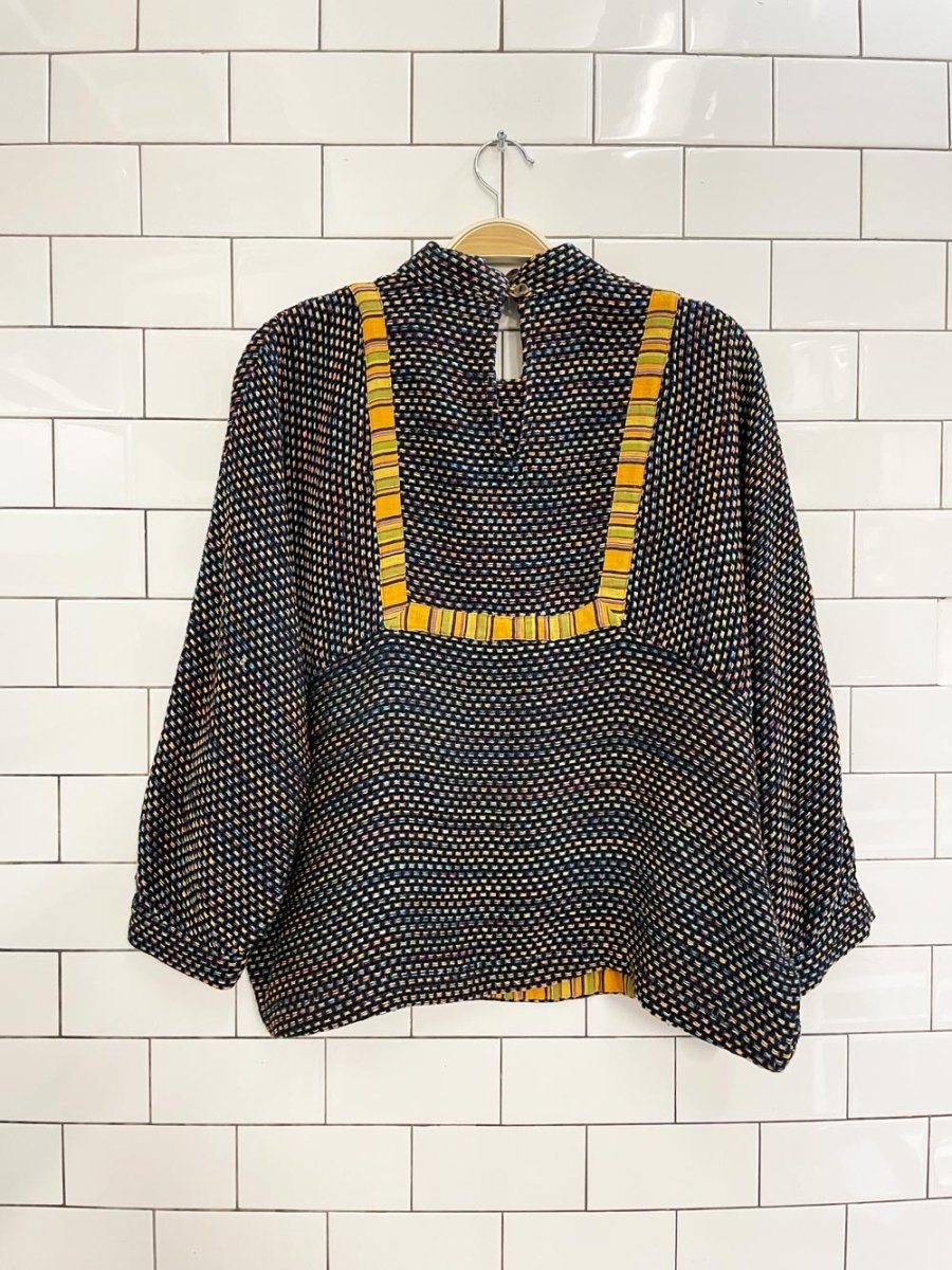 warm pre - fall 2020 col. woven boho pullover | made in USA - good market thrift store