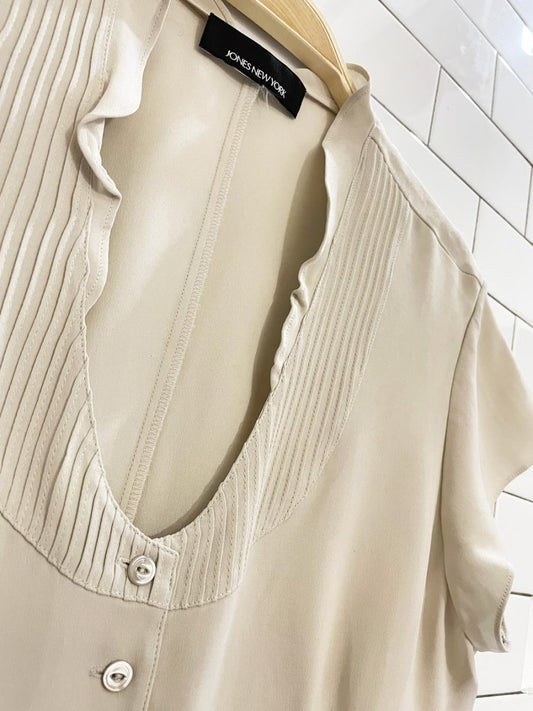 vintage 00s jones new york silk tuxedo blouse - good market thrift store