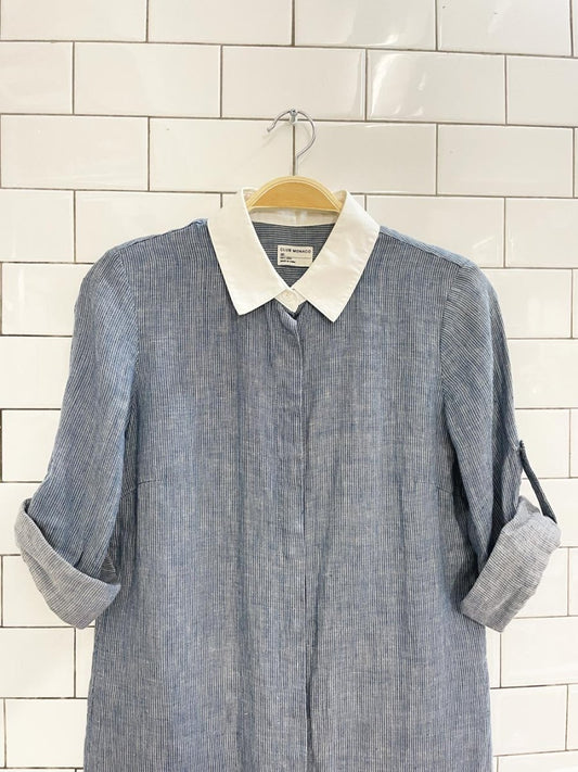 club monaco 100% linen contrast collar dress - good market thrift store