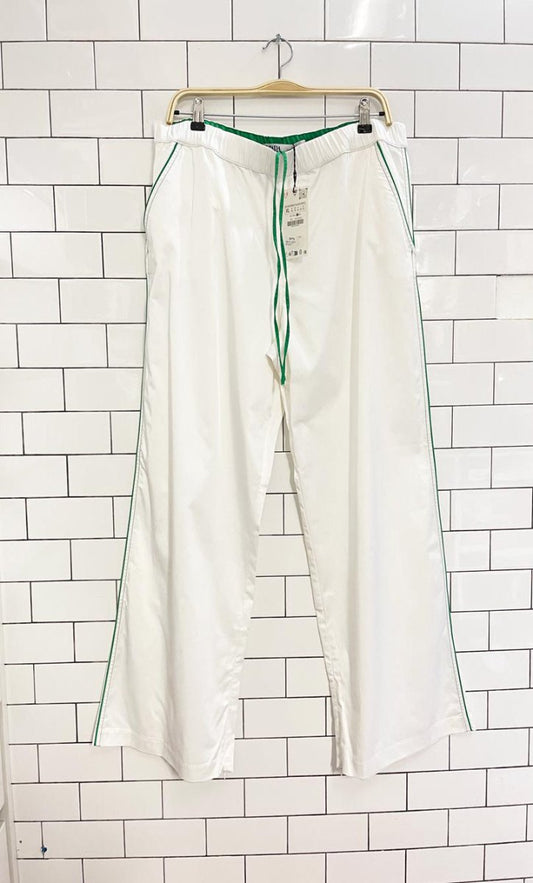 nwt zara satin stripe wide leg track pant - good market thrift store