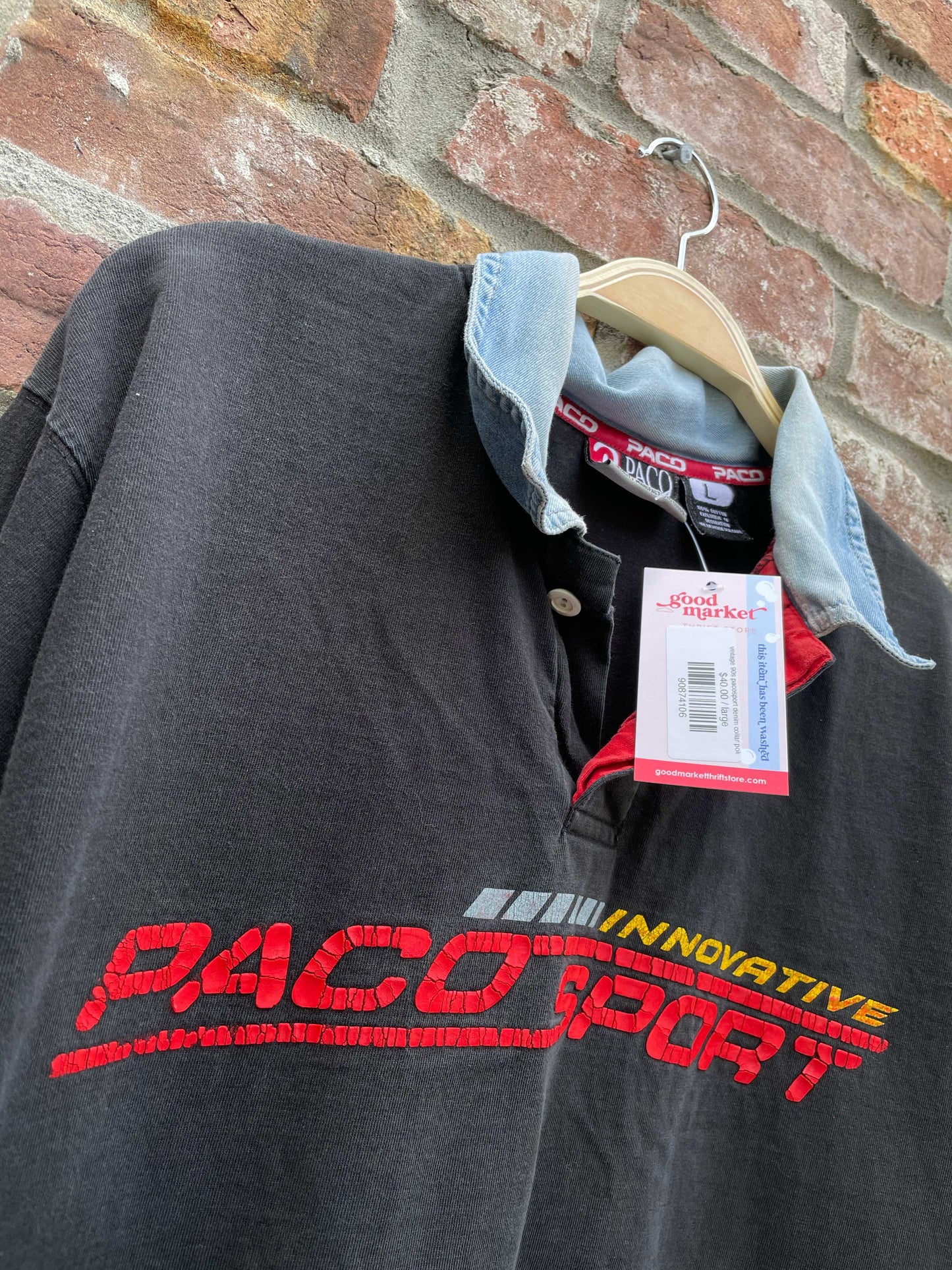 vintage 90s pacosport denim collar polo