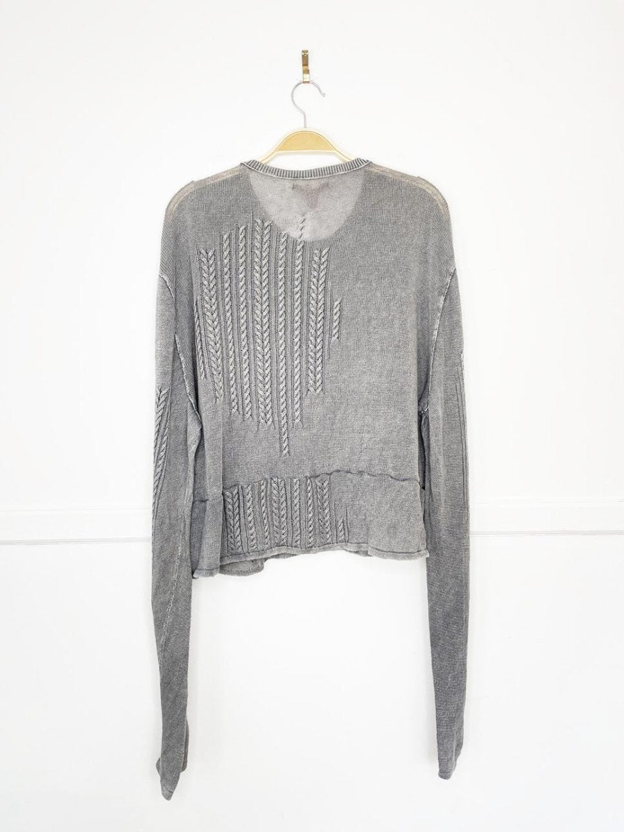rework x john varvatos linen cable knit boxy sweater - good market thrift store