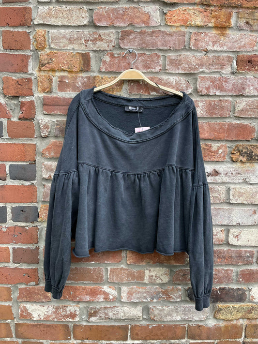 blue b boxy peplum sweatshirt