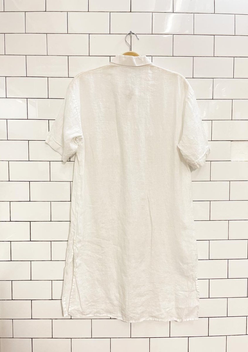 linen 1/4 button minimal shirt dress - good market thrift store
