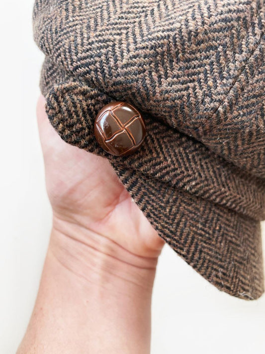 y2k delux wool - blend tweed newsboy cap - good market thrift store