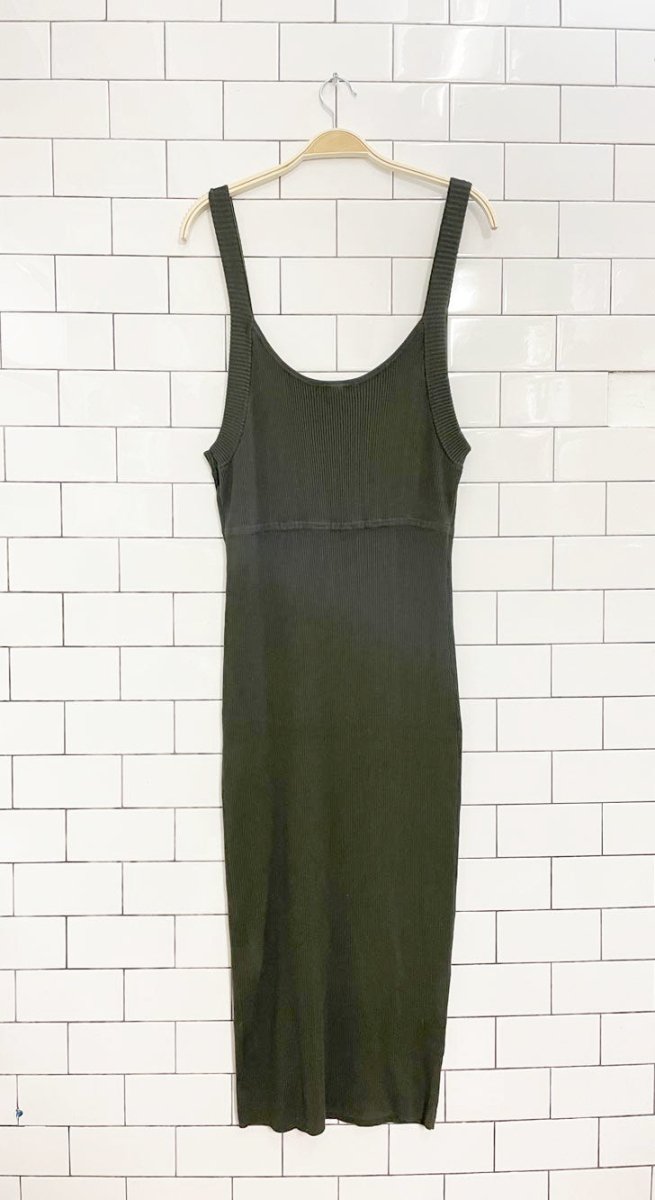 thyme ribbed knit tank midi dress - good market thrift store