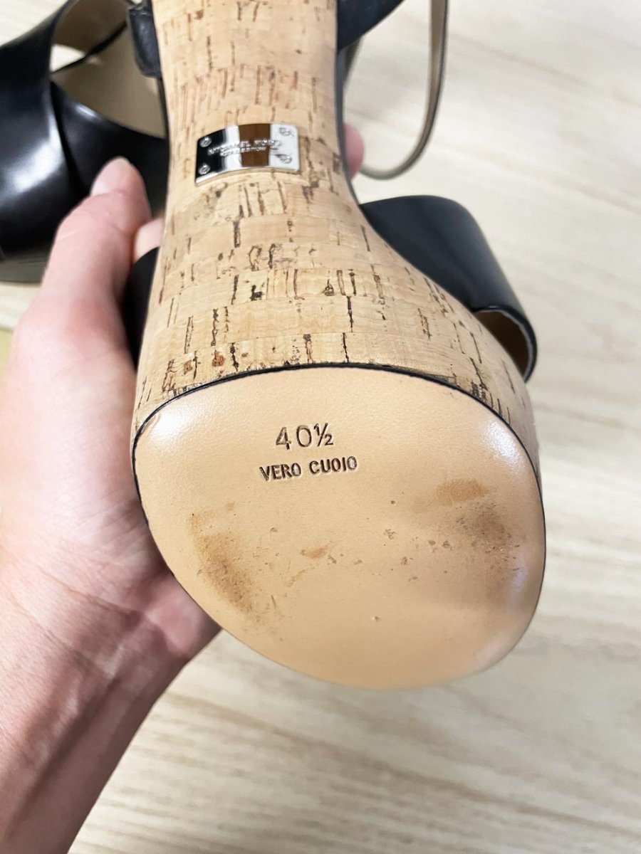 nwt michael kors leather addy leather platform heeled sandals - good market thrift store